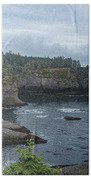 Serene Coastal Cliffs at Dawn Bath Towel