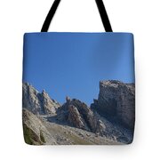 Majestic Mountain Peaks Under Blue Sky Tote Bag