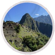 Machu Picchu In Sunlit Splendor Round Beach Towel