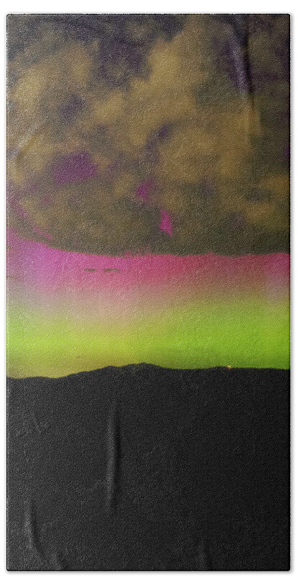 Vibrant Aurora Over Wasatch Mountain Range Hand Towel