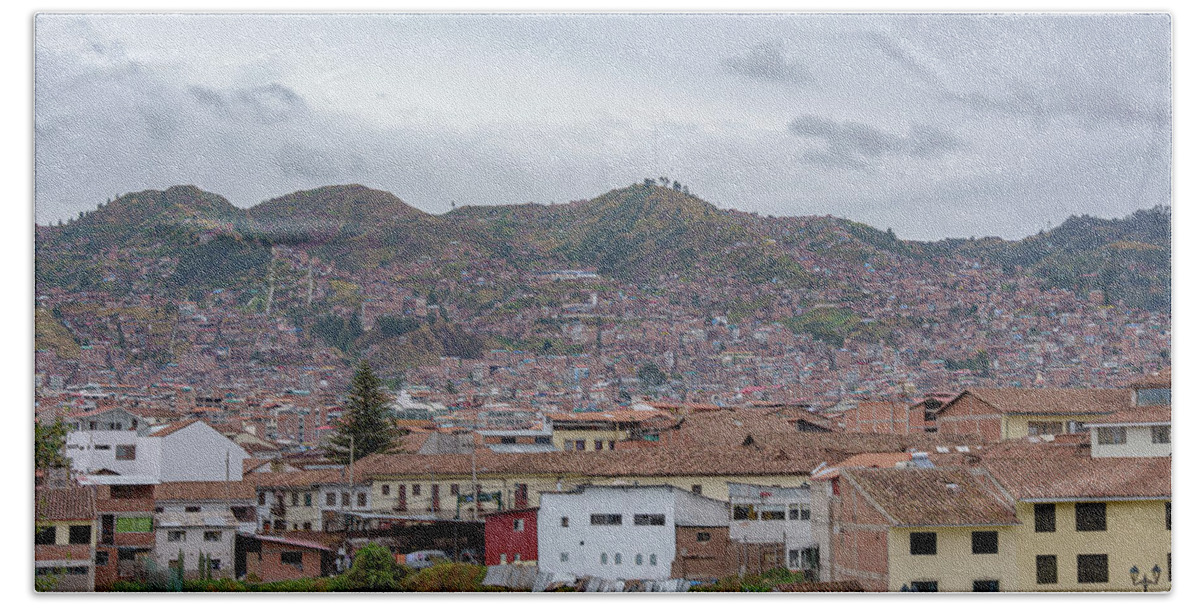 Rooftops and Hills of Cusco Hand Towel