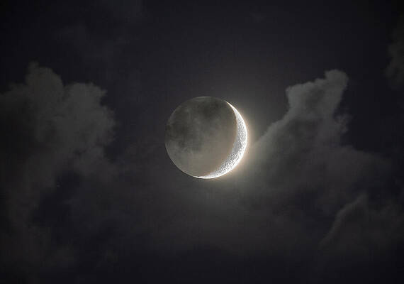 Photograph - Shimmering Crescent Among Clouds by Brandon Wichmann
