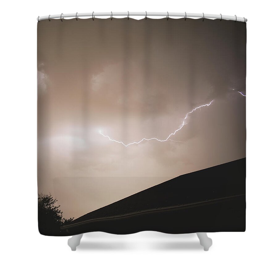 Lightning Illuminates Night Sky Shower Curtain