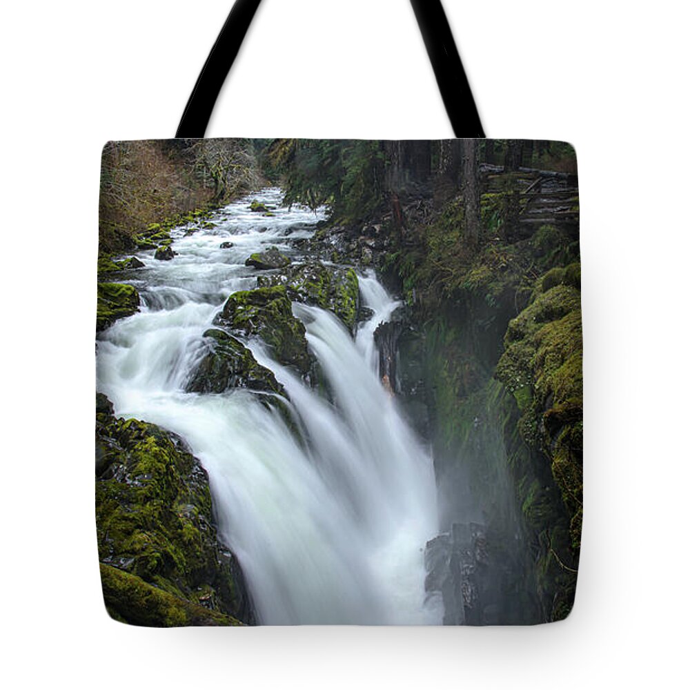 Serene Flow Through Mossy Forest Tote Bag