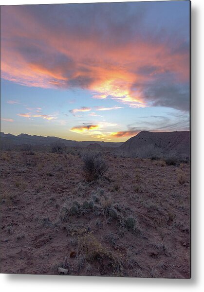 Desert Sunset Over Rugged Terrain Metal Print