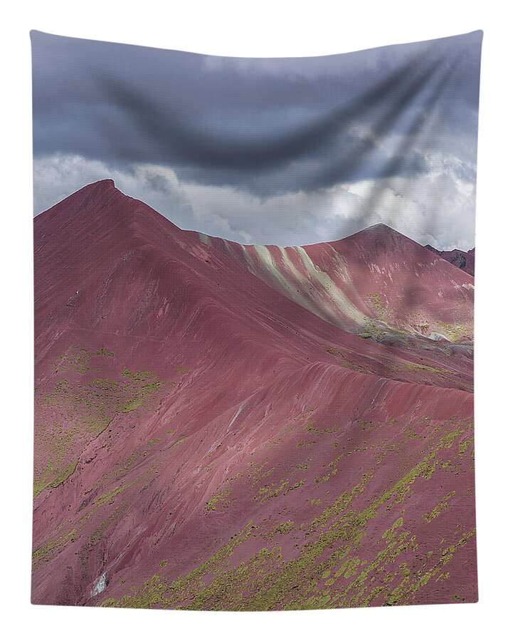 Vibrant Red Mountain Landscape Tapestry