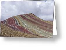 Colorful Mountain Range Under Cloudy Sky Greeting Card