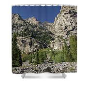 Majestic Mountain Peaks Under Blue Sky In Cascade Canyon Shower Curtain