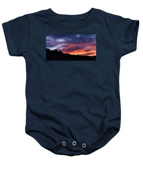 Vivid Twilight over Rocky Silhouette Baby One-Piece
