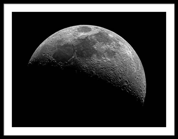 Illuminated Half Of The Moon Framed Print