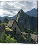 Ancient Ruins With Majestic Mountain Backdrop Canvas Print