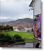 Street Scene with Colorful Mural Metal Print