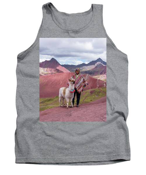 Peruvian Scene With Red Valley And Llama Tank Top