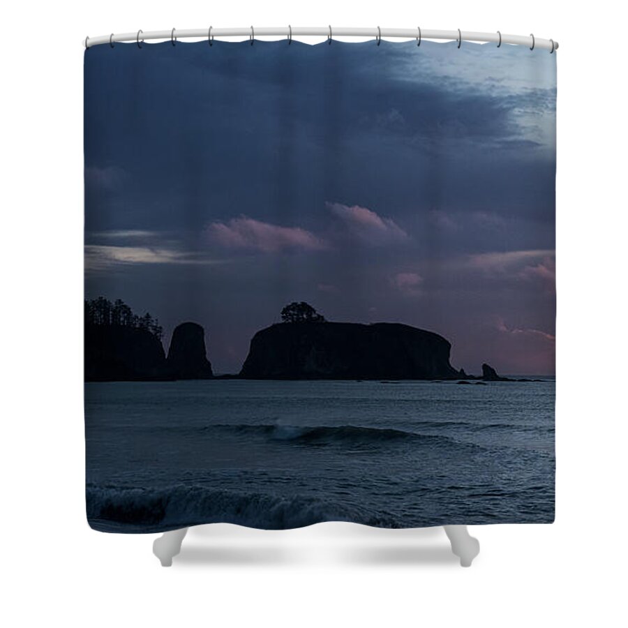 Serene Coastal Sunset with Cliffs Shower Curtain