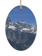 Snow-capped Teton Mountain Peaks Under Blue Sky Ornament
