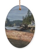 Driftwood on a Pebbled Beach Ornament