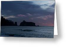 Serene Coastal Sunset with Cliffs Greeting Card