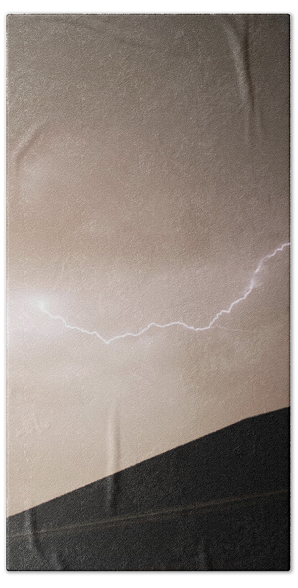 Lightning Illuminates Night Sky Bath Towel