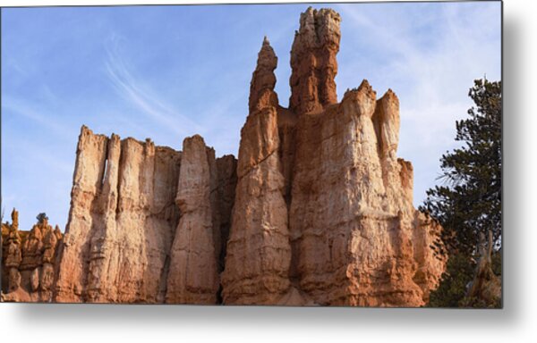Majestic Rock Formations Under Blue Sky In Bryce Canyon National Park Metal Print