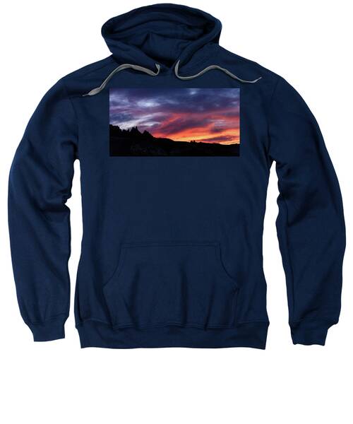Vivid Twilight over Rocky Silhouette Sweatshirt