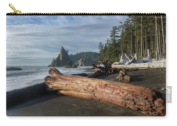 Driftwood on a Pebbled Beach Zip Pouch
