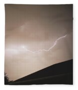 Lightning Illuminates Night Sky Fleece Blanket