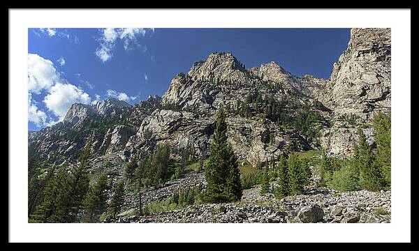 Majestic Mountain Peaks Under Blue Sky In Cascade Canyon Framed Print