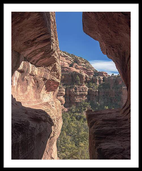 Canyon View Framed By Rocky Cliffs Framed Print