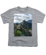 Ancient Ruins With Majestic Mountain Backdrop Youth T-Shirt