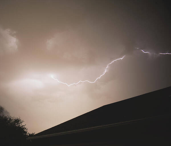 Lightning Illuminates Night Sky Art Print