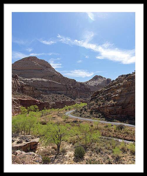 Winding Road Through Desert Canyon Framed Print