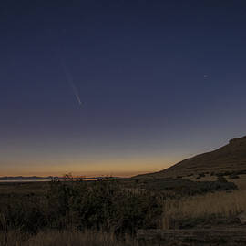 Twilight Comet Over Desert Landscape by Brandon Wichmann