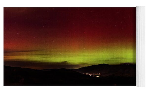Northern Lights Over Wasatch Mountain Range Yoga Mat by Brandon Wichmann