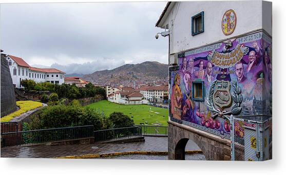Street Scene with Colorful Mural Canvas Art Print by Brandon Wichmann