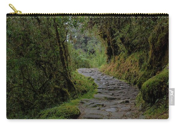 Moss-covered Path Through Lush Forest On The Inca Trail Zip Pouch