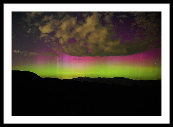 Vibrant Aurora Over Wasatch Mountain Range Framed Print