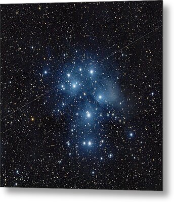 Pleiades Cluster in Cosmic Night Metal Print by Brandon Wichmann
