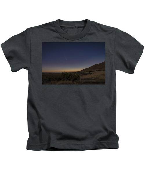 Twilight Comet Over Desert Landscape Kids T-Shirt
