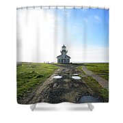 Lighthouse Under A Bright Sky Shower Curtain