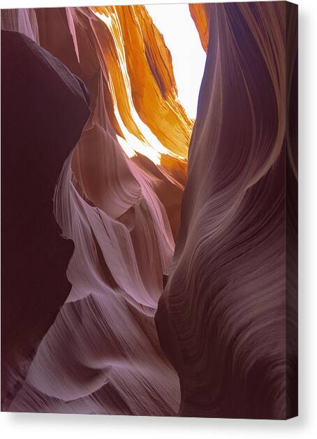 Curves of Sunlit Antelope Canyon Walls Canvas Art Print by Brandon Wichmann