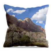 Majestic Mountain Under Clear Blue Sky Throw Pillow