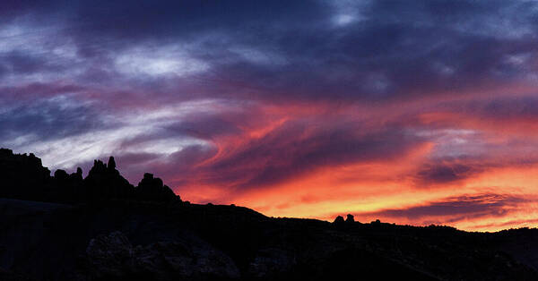 Vivid Twilight over Rocky Silhouette Art Print