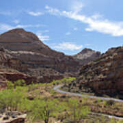 Winding Road Through Desert Canyon Poster