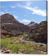 Winding Road Through Desert Canyon Canvas Print