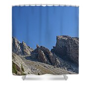 Majestic Mountain Peaks Under Blue Sky Shower Curtain