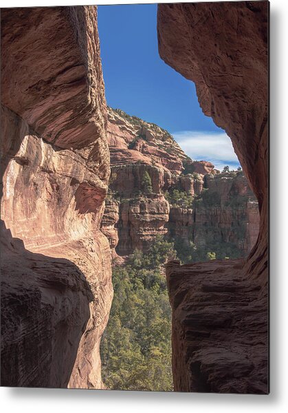 Canyon View Framed By Rocky Cliffs Metal Print