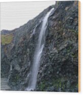 Secluded Coastal Waterfall Cascade Wood Print