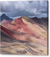 Rainbow Mountain Range Under Cloudy Skies Canvas Print