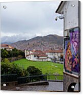 Street Scene with Colorful Mural Acrylic Print