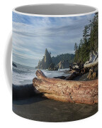 Driftwood on a Pebbled Beach Coffee Mug